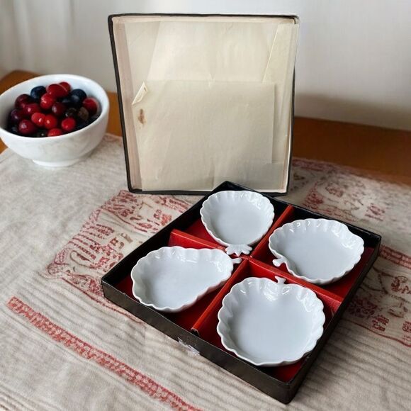 OMC Otagiri Fruit Shaped Mamezara White Porcelain Mini Dish Set Original Box - Picture 1 of 16